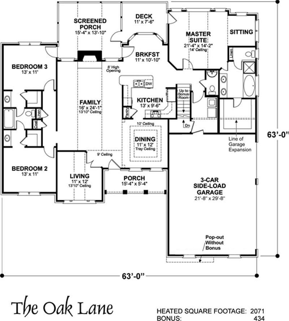 Floor Plan First Story of Ranch Plan #109-1164